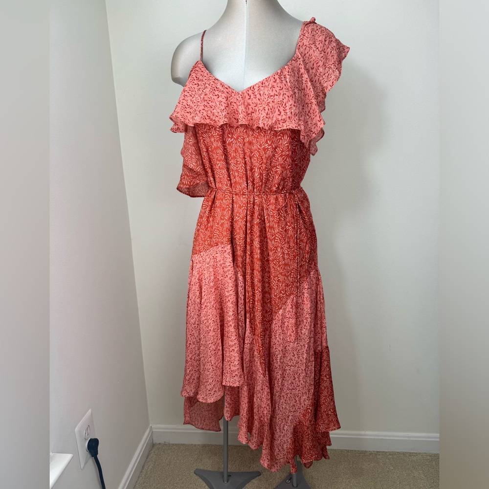 NEW Joie Silk Hacinthia Asymmetrical Mix Sleeves Silk Dress Size Large